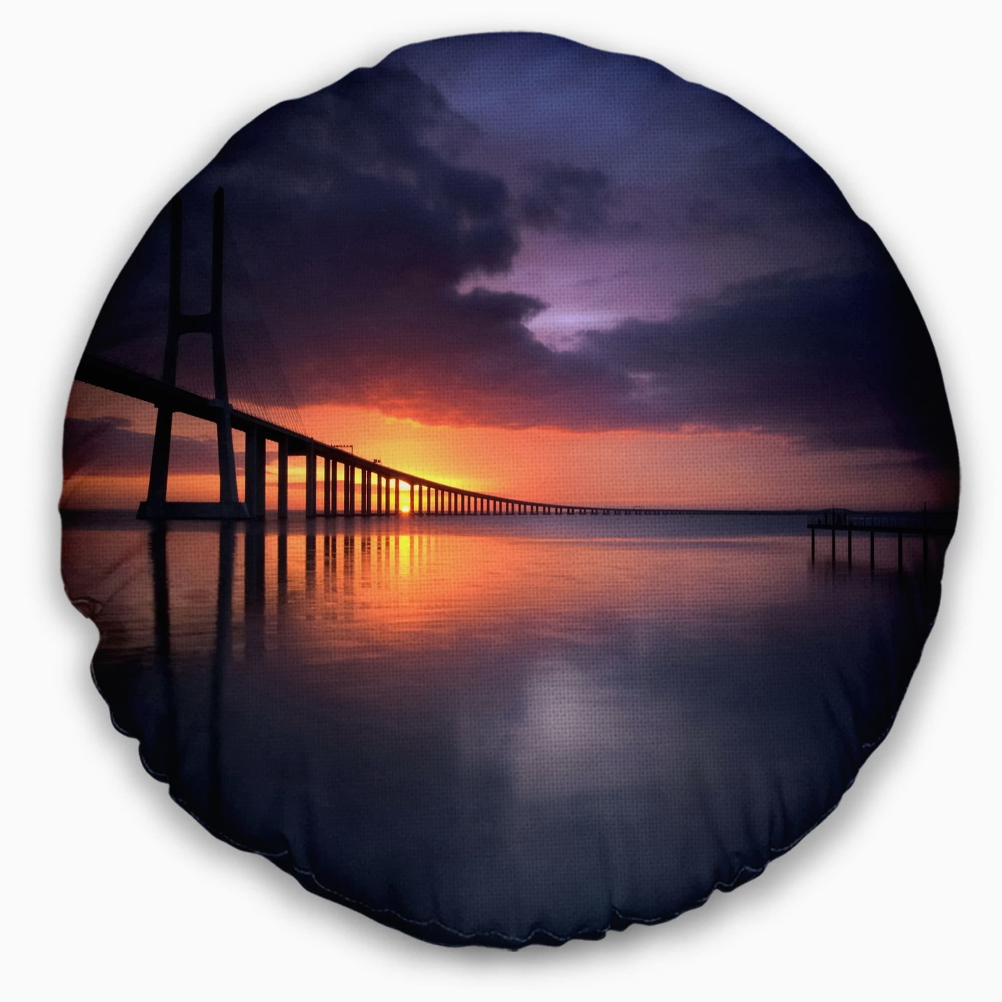 Design Art Designart Vasco Da Gama Bridge Portugal Pier Seascape Throw Pillow Walmart Com Walmart Com
