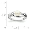 thumbnail image 3 of White Sterling Silver Ring Band Pearl Diamond Round Freshwater, 3 of 3