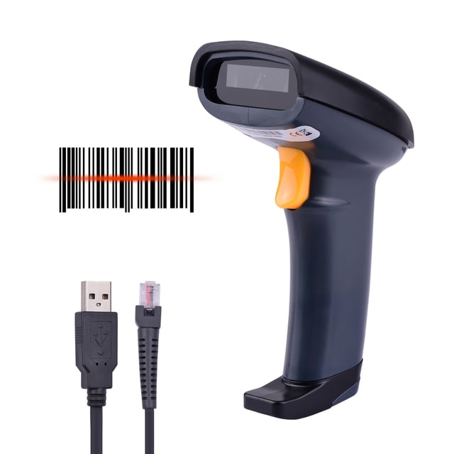 Escáner de código de barras 1D de mano USB Lector de código de barras con cable Disparador manual / Abanopi Escáner de código de barras