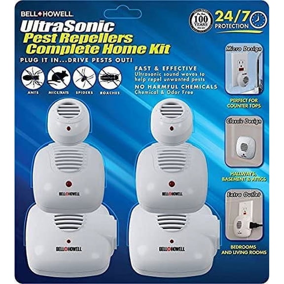 As Seen on TV Bell   Howell Ultrasonic Pest Repeller Home Kit, White, 6 Pack