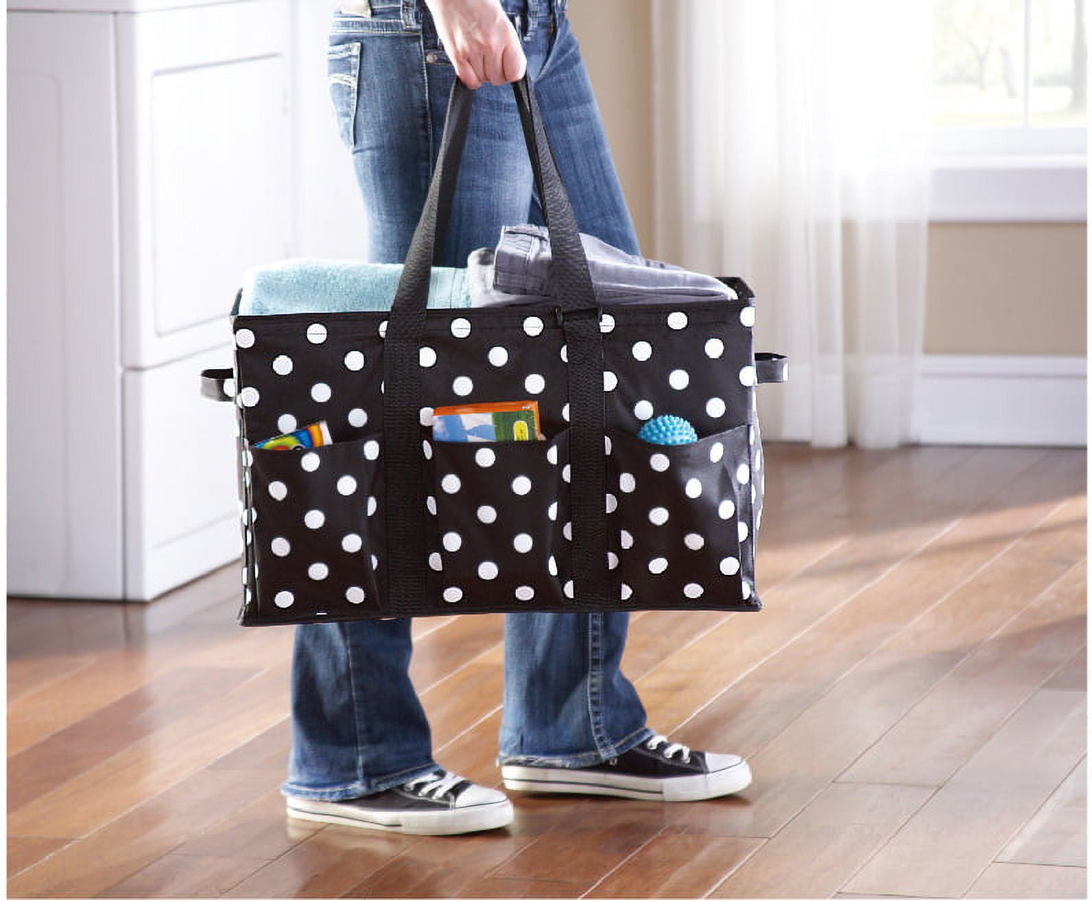 Thirty One Zip Top Organizing Utility Tote Swiss Dot