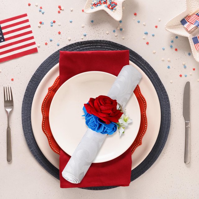 RKSTN Banquet Napkin Clasp Independence Day Party Table Napkin Rings - Patriotic Decorations for Celebrations Kitchen Gadgets