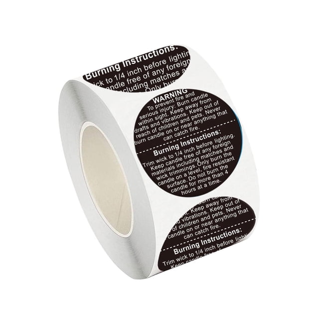 Cateissary Juego grande de 500 etiquetas de seguridad para velas, pegatinas de seguridad para derretir cera Kits de decoración para fiestas Negro 1.5 pulgadas
