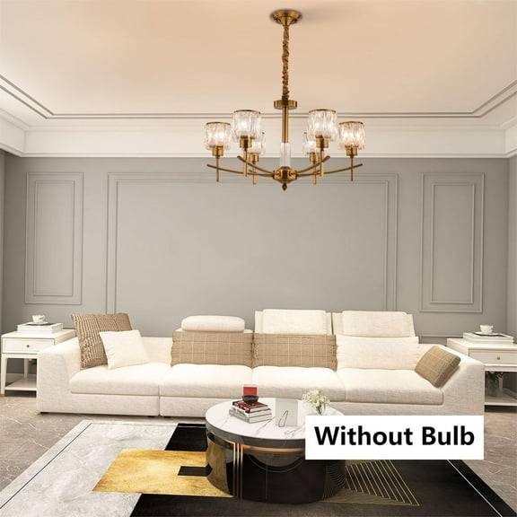 Miumaeov Luxury Crystal Gold Chandeliers with 6 Lights Pendant Ceiling Fixture Lamp for Dining Living Room Bedroom Hallway Entry