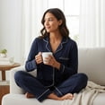 thumbnail image 5 of Barefoot Dreams Women's Luxe Milk Jersey Piped Pajama Set, Soft Modal Sleepwear, 5 of 8