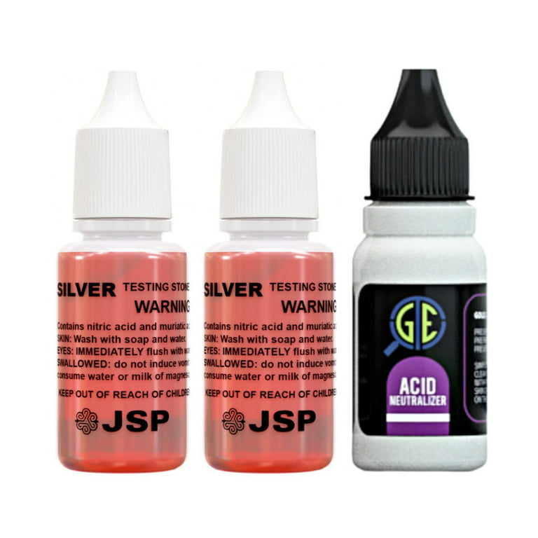2 JSP Silver Jewelry Test Acid Testing 925 Sterling Solutions w/ Neutralizer