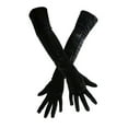 thumbnail image 2 of Dress Choice Women 20s Satin Gloves Long Velvet Gloves Opera Length Costume Evening Banquet Party Wedding Dance Gloves, 2 of 5
