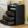 thumbnail image 3 of LED Nightstand with Wireless Charging Station & USB Ports, Black End Side Table with Glass Desktop, 3 of 6