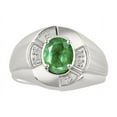 thumbnail image 1 of RYLOS 14K White Gold Ring 8X6MM Oval Gemstone & Diamond Unisex Rings Emerald May Birthstone Ring Size 8, 1 of 7