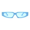 thumbnail image 3 of Elegantly Minimal Triangular Lens Narrow Rectangle Plastic Sunglasses All Blue, 3 of 4