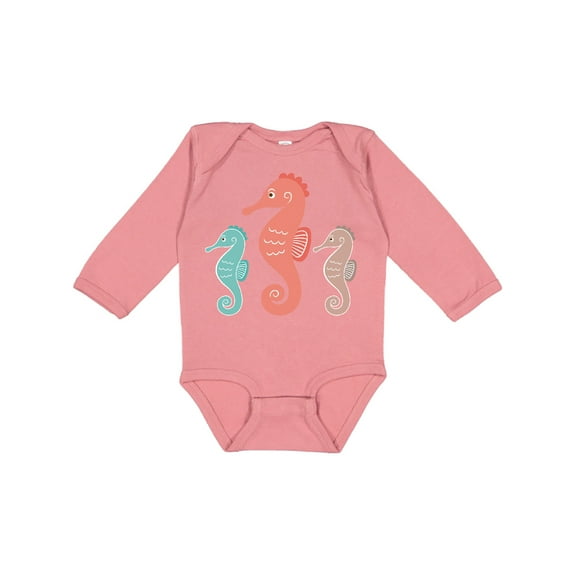 Inktastic Seahorse Ocean Sea Creatures Boys or Girls Long Sleeve Baby Bodysuit