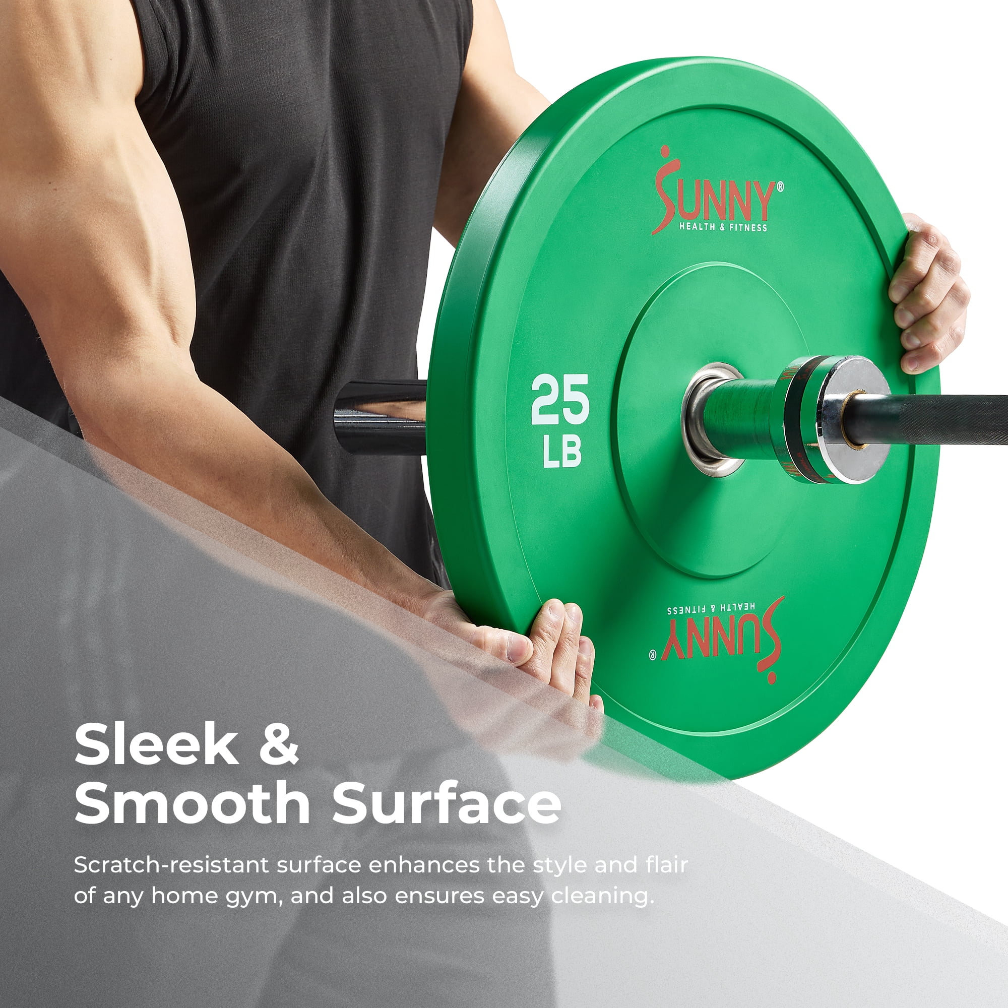 Sunny Health & Fitness Elite 2-inch Rubber Olympic Bumper Weight Plate 35 LB Single Color Coded (Yellow) with Steel Hub