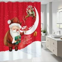 Fmbmuo Red Christmas Shower Curtains Polyester Waterproof Decorations， Christmas Tree Modern Shower Curtain 1Pcs
