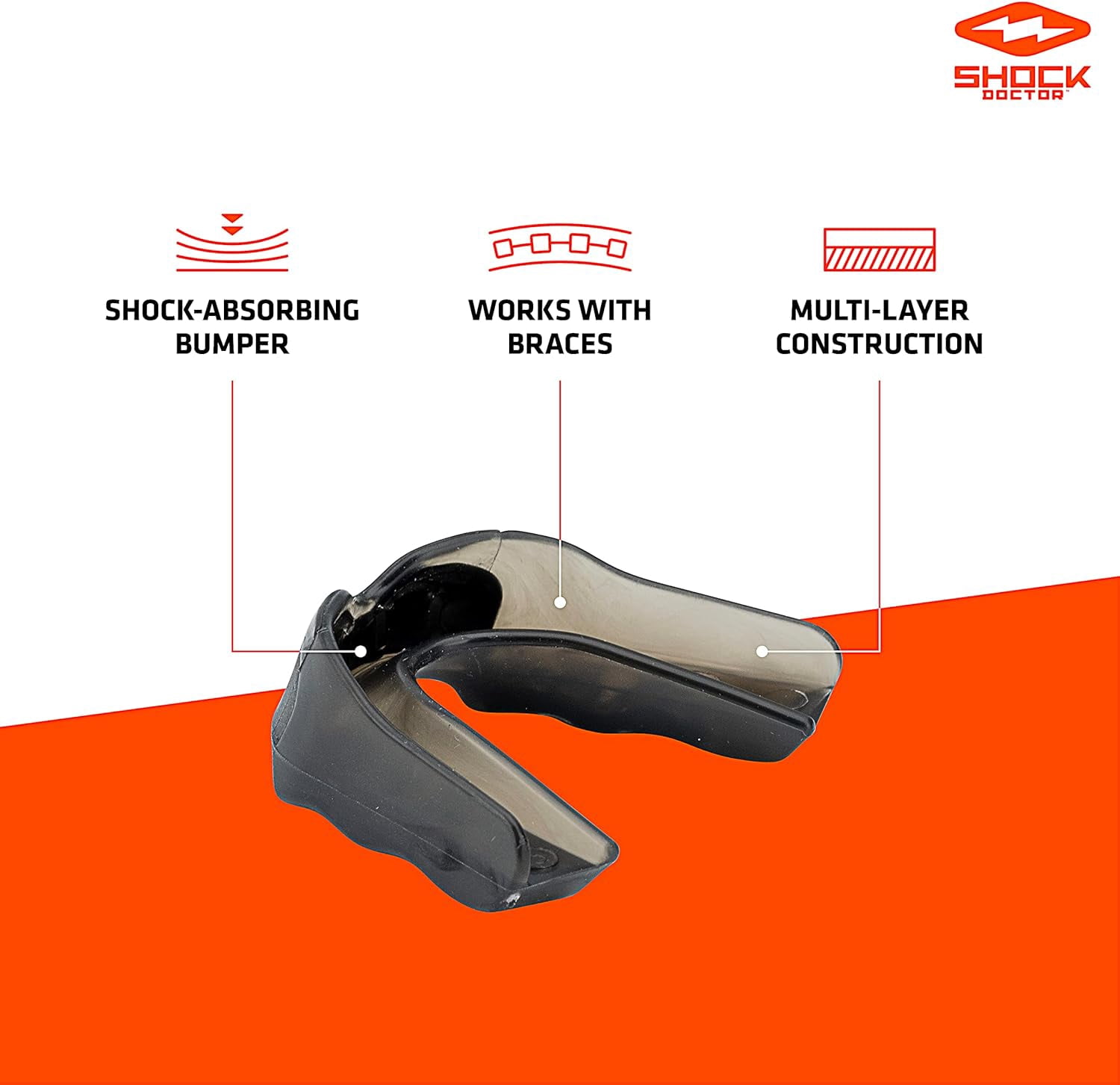 Mouth Guard - Shock Absorbing Custom Fit Mouth Guard for Sports, Hockey, Football, Baseball, More, Adult & Youth Sizes