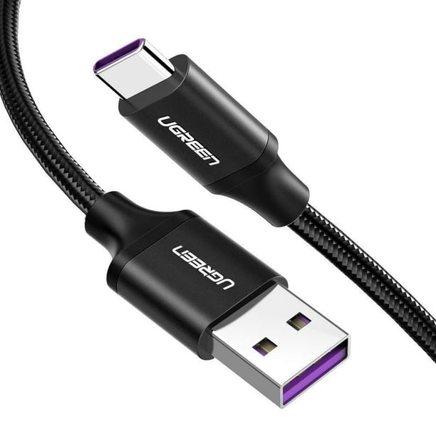 Câble USB C UGREEN 5A, Câble de Chargeur USB Type C Tressé en Nylon Charge  Super Rapide 1m/Noir 