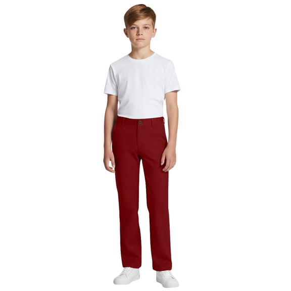 LILIYA Girls Boys School Uniform Pants Elastic Zipper Style Adjustable Waist Dress Pants with Pockets Straight Leg Trousers for Kids & Youth