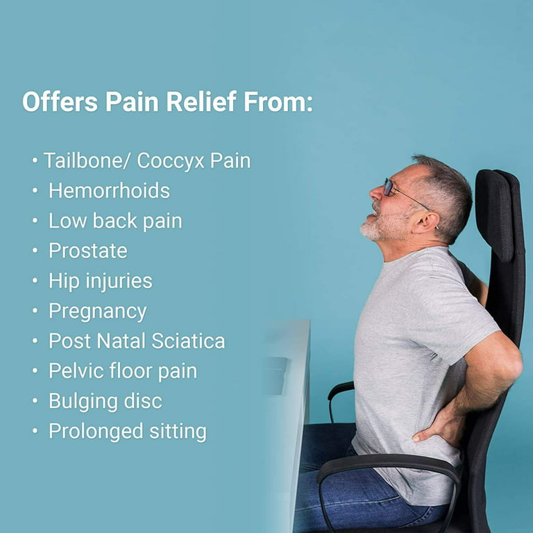 Memory Foam Hemorrhoid Tailbone Cushion Small Black Seat Cushion Pain  Relief Donut Pillow for Coccyx, Prostate, Sciatica, Pelvic Floor, Pressure
