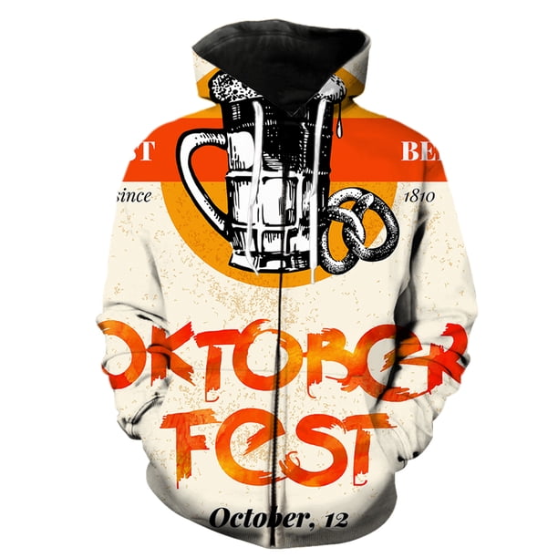 Sudadera con capucha y cremallera para hombre, diseño de festival de cerveza de dibujos animados, ropa de calle de gran tamaño para adolescentes, sudaderas con estampado 3D y capucha, chaquetas, tops