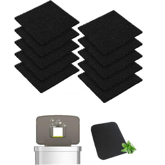 10 Pack Universal Trash Can Odor Absorbing Filters, GIXUSIL Activated Charcoal Purifying Deodorizer for Trash Cans, Compost Buckets, Countertop and Recycle Bins (4.7-inch-Square)