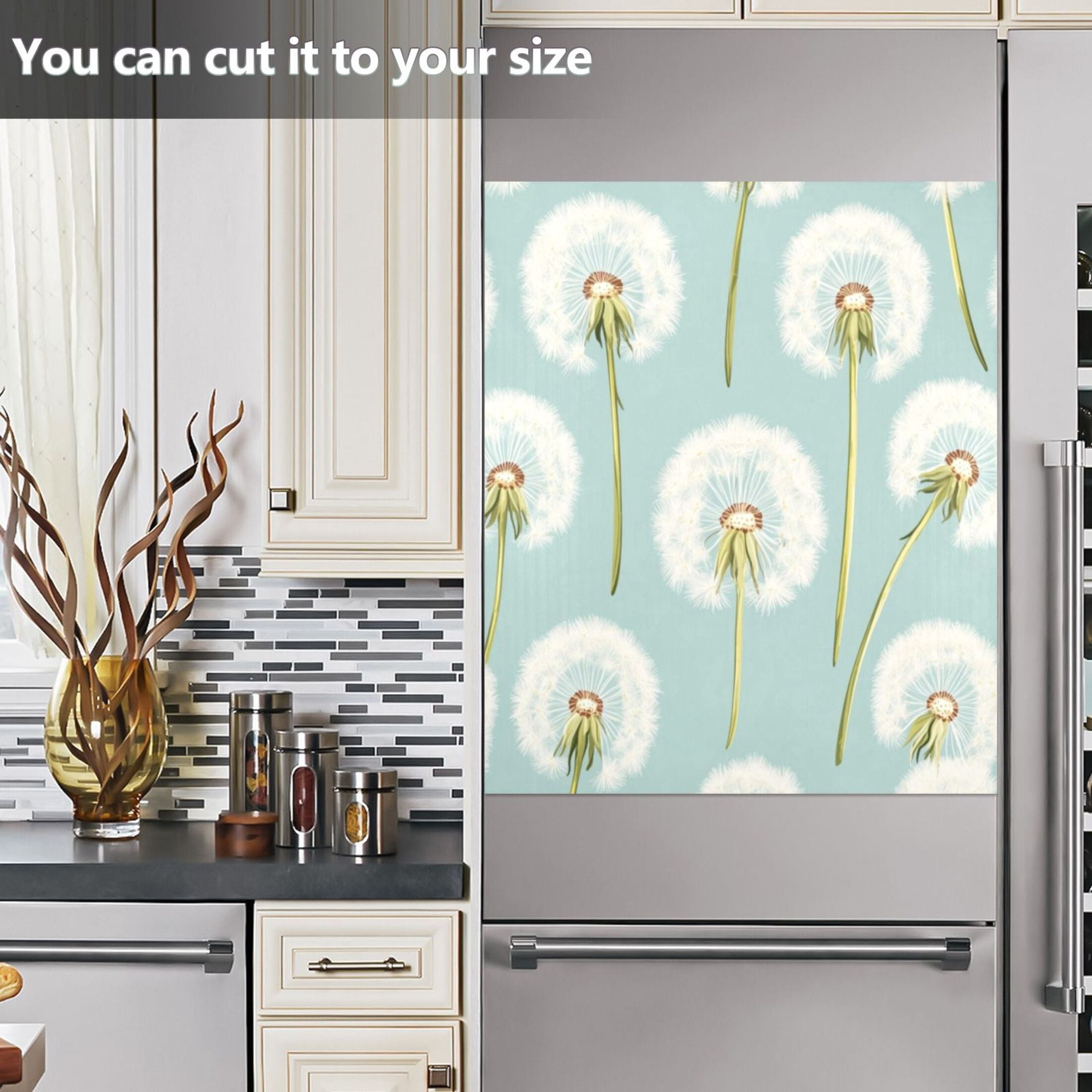 Dishwasher Magnetic Sticker 23x26 Inch Refrigerator Magnetic Sticker Washing Machine Magnetic Sticker Kitchen Panel Magnetic Sticker Home Decor White Cartoon Dandelion