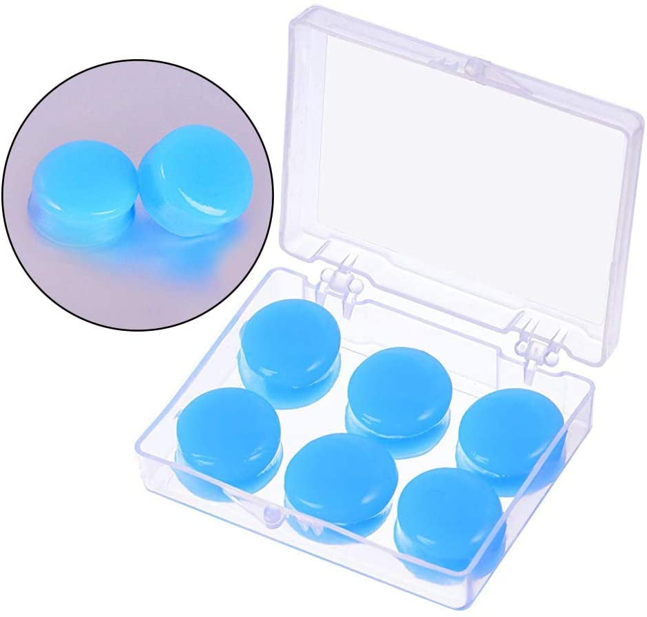 12 PCS Silicone Ear Plugs Soft Protective Waterproof Noise Cancelling Putty Ear Plugs Moldable Earplugs Set with 2 Clear Storage Boxes for Swimming Sleeping