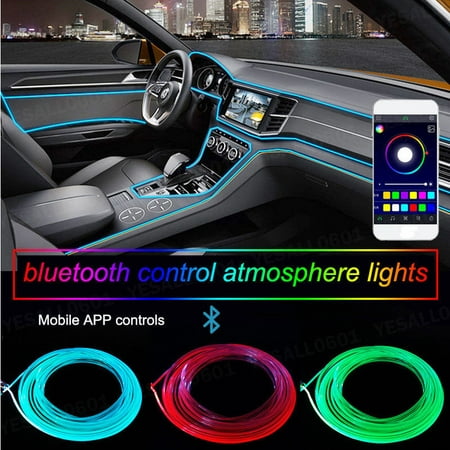 Upgrade 4in1 Rgb Multicolor Led Car Interior Strip Light Atmosphere Lamp Optical Fiber Car Underbody Underglow Light Strip H App Control Remote