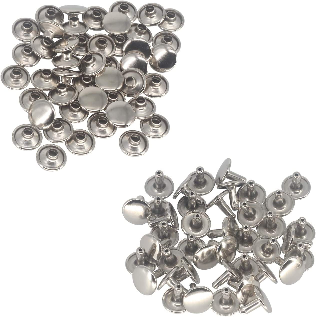 Stainless Steel 6x6mm Silver Rivets for Leather 50ct Hypoallergenic  Nickel-free Double Cap Rivet Studs Fast Shipping From USA 9 
