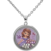 Disney Girls' Sofia the First Round Shaker Pendant Necklace, 16" + 2" Adjustable Chain