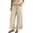 thumbnail image 2 of Breezora High Waisted Straight Leg Linen Pants for Women Barrel Style Wide Leg Casual Trousers Lightweight Summer Pull On Bottoms with Back Pockets, 2 of 5