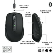 Logitech MX Anywhere 3S Compact Wireless Mouse, Fast Scrolling, 8K DPI Any-Surface Tracking, Quiet Clicks, Programmable Buttons, USB C, Bluetooth, Windows PC, Linux, Chrome, Mac, Black