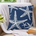 thumbnail image 3 of Pillow Covers 18x18 Set of 2, Navy Blue Starfish Throw Pillow Covers Decorative Couch Cushion Cover, Summer Coastal Nautical Ocean Classic Microfiber Soft Pillowcases for Bedroom Living Room Sofa, 3 of 9