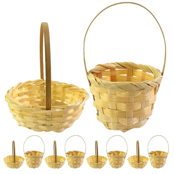 UPGRATOR Mini Woven Baskets Beige Bamboo 10Pcs 3.9*2.9*1.4in 4.7*1.9*1.8in