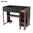 thumbnail image 3 of [Luckynote]Wood Twin Size Gaming Loft Bed with Built-in Desk, Wardrobe, LED and a Drawer, Black, 3 of 10