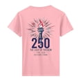 thumbnail image 4 of 250 Years Semi-Quincentennial Anniversary Graphic Short Sleeve Crewneck T Shirt with Printed American Flag and Torch Design Pink L, 4 of 4