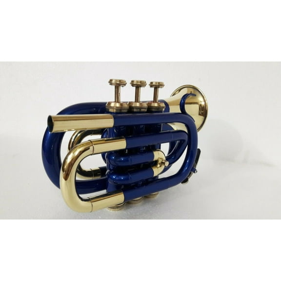 SAI MUSICAL POCKET TRUMPET Bb_PITCH BLUE BRASS WITH FREE HARD CASE   MP-78