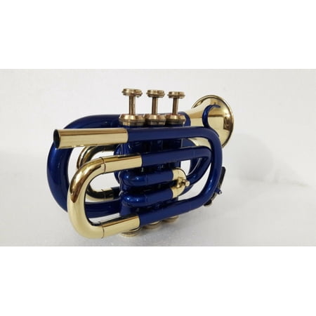 SAI MUSICAL POCKET TRUMPET Bb_PITCH BLUE BRASS WITH FREE HARD CASE + MP-78