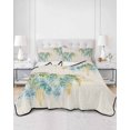 thumbnail image 2 of Quilts Twin-XL Size Bedding Set, Teal Weeping Floral Lightweight Quilted Comforter, Spring Summer Pastoral Flowers Rustic Soft Bedspread Coverlet with Pillow Covers for All Season, 68" x 98", 2 of 7