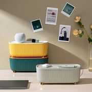 Hesroicy Cable Storage Box with Lid Space-saving Stripe Dust-proof Ultra-large Socket Plug Board Organizer Box for Household