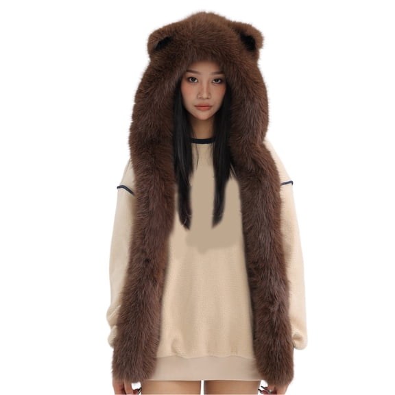 RUISINERY Thicken Warm Scarf Hat Lovely Foxs Ears Women Hat Outdoor Earflap Children Hat for Winter Warmth and Fashionable Look