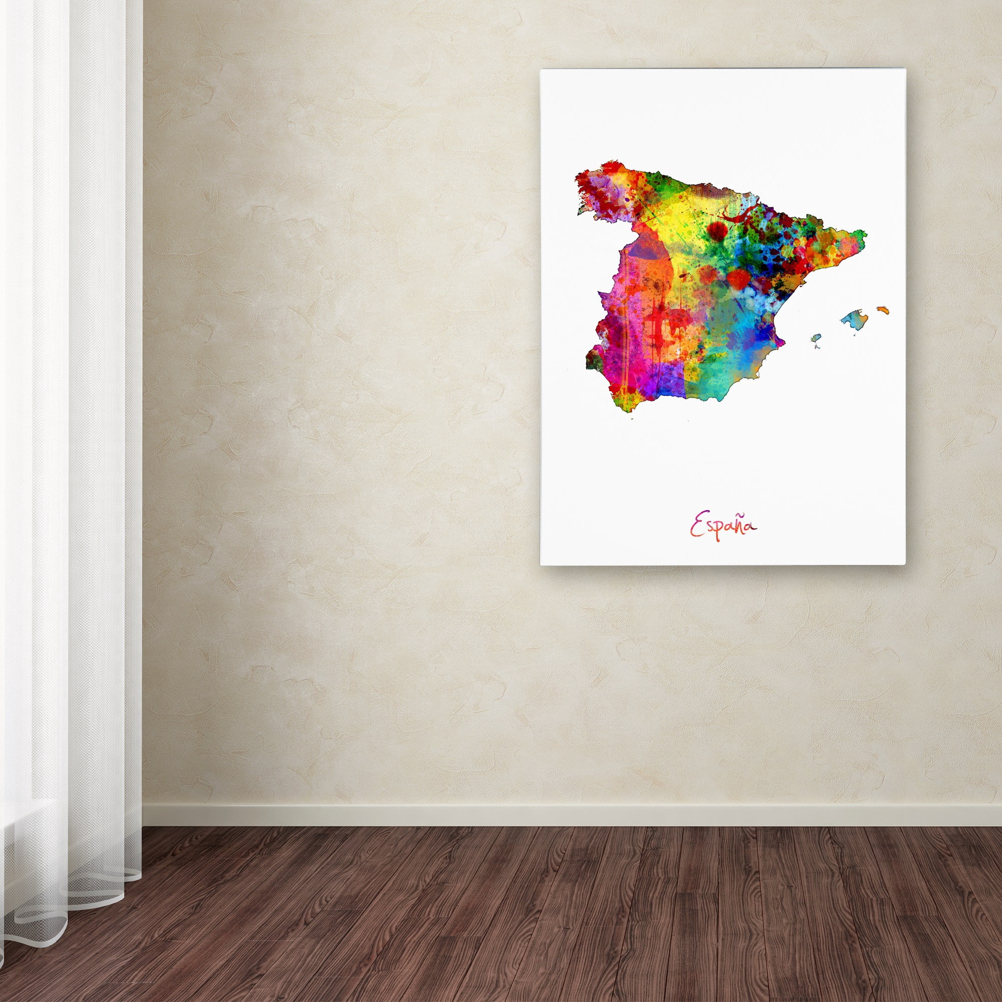 Trademark Fine Art "Spain Watercolor Map" Canvas Art by Michael Tompsett