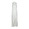 Adrianna Papell One Shoulder Pleated Flared Legs Crepe Jumpsuit-IVORY / 0