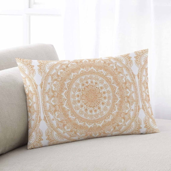 Boho Geometric Throw Pillow Cover, Pillowcase Protectors with Zipper, Breathable Decorative Lumbar Pillow Case Cover, Ethnic Bohemian Farmhouse Art Motifs Pillow Shams for Couch Sofa 16x24Inch