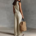 thumbnail image 4 of Sleeveless Stand Collar Wide Leg Jumpsuit for Women Casual Holiday Party Romper Summer Color Casual Fashionable Pocket Jumpsuit Outfit, 4 of 5