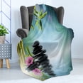 thumbnail image 4 of Peace Garden Soft Flannel Fleece Blanket, Pink Flower Spa Stones and Bamboo Tree on the Water Relaxation Theraphy Peace, Cozy Plush for Indoor and Outdoor Use, 50" x 70", Multicolor, by Ambesonne, 4 of 5