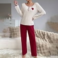 thumbnail image 4 of Wensltd Women Long Sleeve Sleepwear Set Solid Ribbed Heart Print Long Pant Soft Cozy Soft Breathable Sleepwear S-XXL, 4 of 8