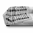 thumbnail image 3 of Guitar Soft Flannel Fleece Blanket, Various Shapes of Elements Horizontally Arranged on a Plain Background, Cozy Plush for Indoor and Outdoor Use, 50" x 70", Charcoal Grey and White, by Ambesonne, 3 of 6