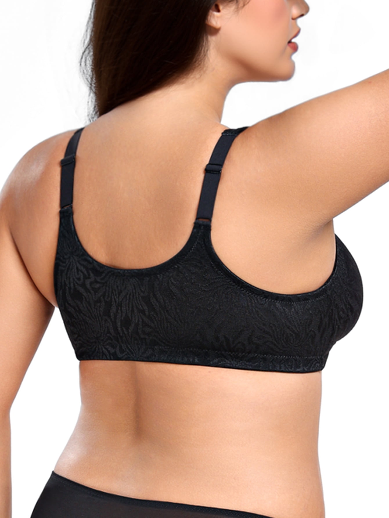 Deyllo Women Plus Size Front Closure Bras High Support Minimizer Bras Full Coverage Wireless Bras Non Padded Soft Comfort Black Bra Clothes Size 38DDD