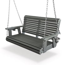 Fortune Candy HDPE Porch Swing with Stainless Steel Bolts, Heavy Duty 1200 lbs, for Outdoor, Gray