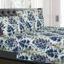 Florence Blue and Green Floral 4-Piece Deep Pocket Bed Sheet Set - Twin