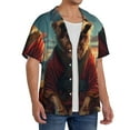 thumbnail image 2 of Balery Meditating Golden Retriever Camisa Casual de Manga Corta con Botones para Hombre, Texturizada, Estilo Cubano, para Playa, Verano-4X-Large, 2 of 5